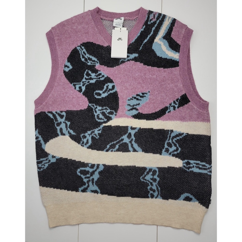 Nike SB Skateboarding Vest Snake FV7391-523 Adult Unisex L Knit Sweater NWT